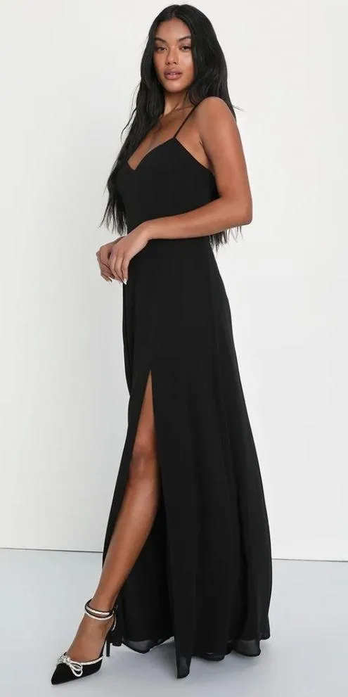 Lulus NWT Adoring Elegance Black Sleeveless V-Neck Maxi Dress Size Small - Image 2