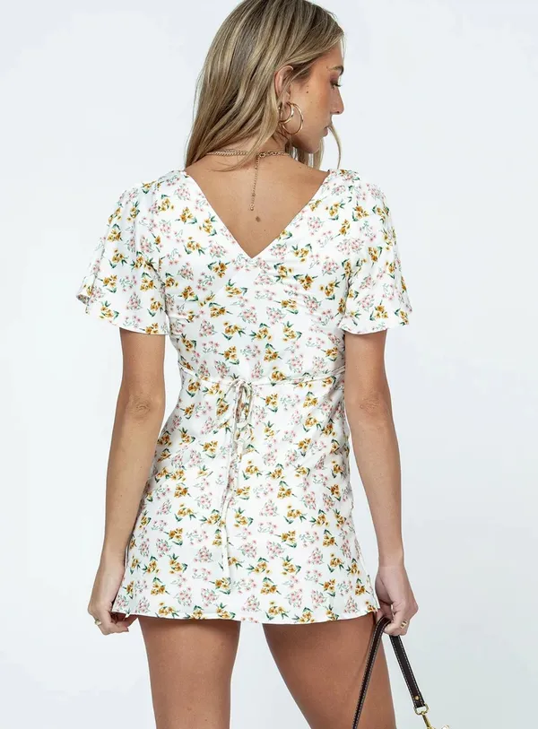 Princess Polly Lucine Mini Dress White Floral - Image 3