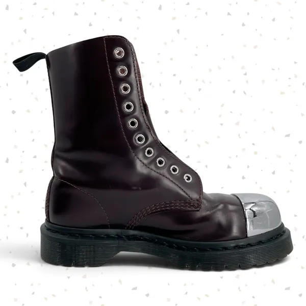 Dr. Martens Grasp Oxblood Red Boots Exposed Steel Toe Edgy Grunge Utility UK 5 - Image 4