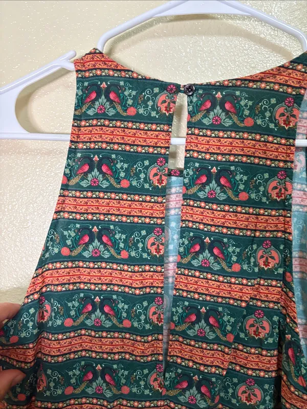 FARM Rio Green Tank Top with Coral and Pink Stripe Print Size S - Image 6