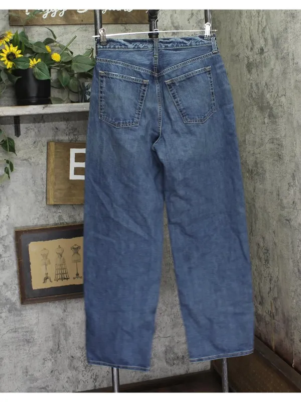 NWT Universal Thread Baggy Denim Jeans Button Fly Distressed Dark Wash Blue 6 - Image 3