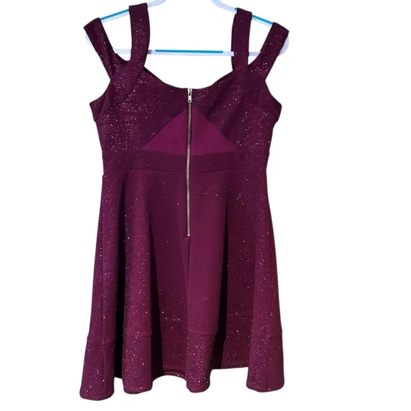Honey and Rosie VTG Formal Short Dress Burgundy Bling SZ LG Mesh Y2K Baby Doll - Image 6