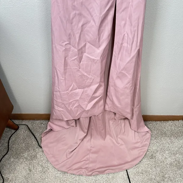 NEW Cocomelody Formal Gown Womens 2? Pale Pink Rosette Strapless Maxi Train Prom - Image 3