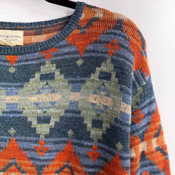 Denim & Supply Ralph Lauren Sweater XS Southwestern Aztec Cotton Oversized - Image 2