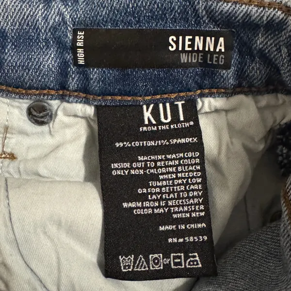 KUT from the Kloth Sienna Wide Leg Jeans Light Wash Denim High Rise‎ Size 2 Blue - Image 4