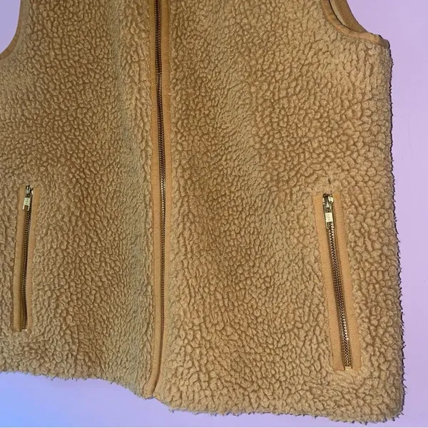 J Crew Size S Teddy Sherpa Vest Brown - Image 2