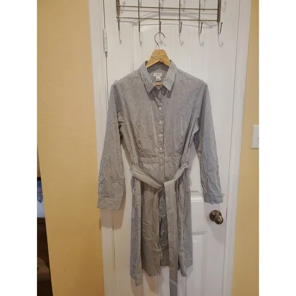 J crew Tie-waist Shirtdress In Stripe - Size 12 - Image 7