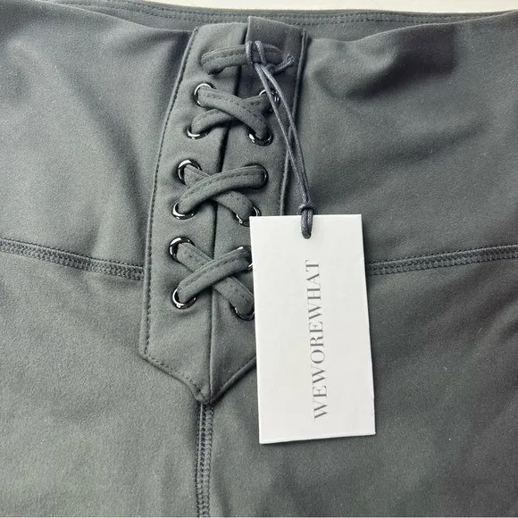 WeWoreWhat Lace Up High‎ Rise Biker Shorts Black Size Medium - Image 10