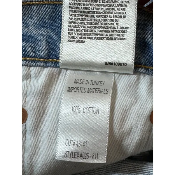 Agolde Light Blue Distressed Denim Jean Shorts - Image 6