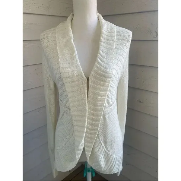 Lilly Pulitzer Cream Front Clasp Open Front Cardigan Sweater M - Image 12
