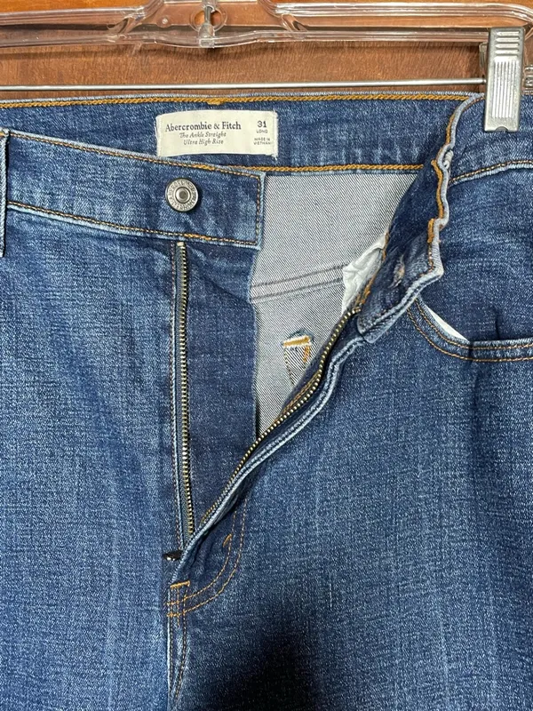 Abercrombie Curve Love Ultra High Rise Ankle Straight Jeans 31 Dark Wash Y2K - Image 3