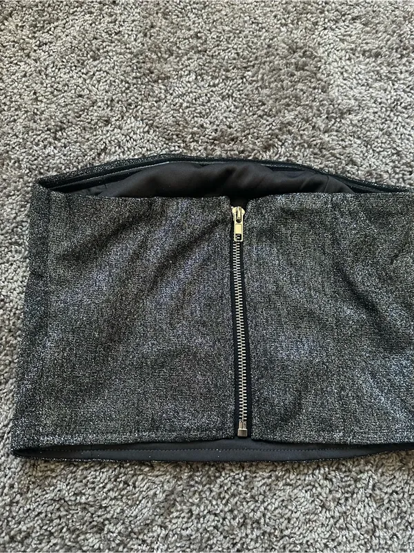 Metallic Black Sparkle Tube Top - Women's Mini - Image 3