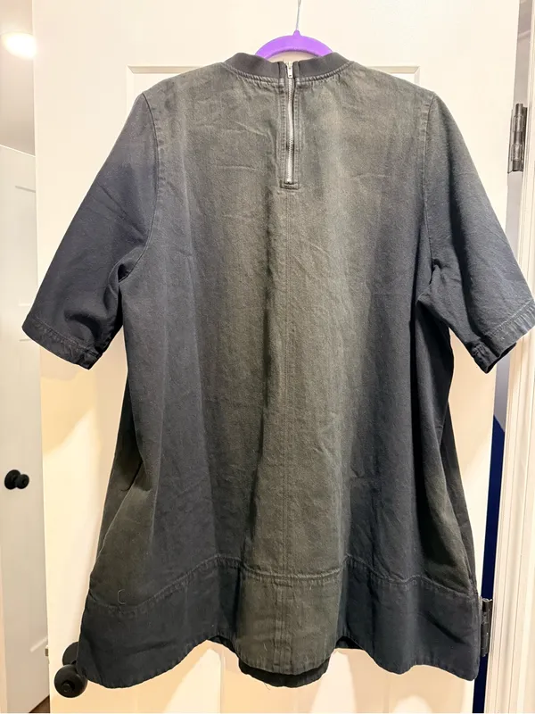 Free People Harlow Mini Dress Washed Black Oversized Denim Tee Dress Large NWOT - Image 4