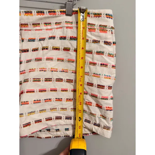 LOFT Embroidered‎ Stripe Shorts Womens 14 Cream Multi Color Textured Boho 1494 - Image 4