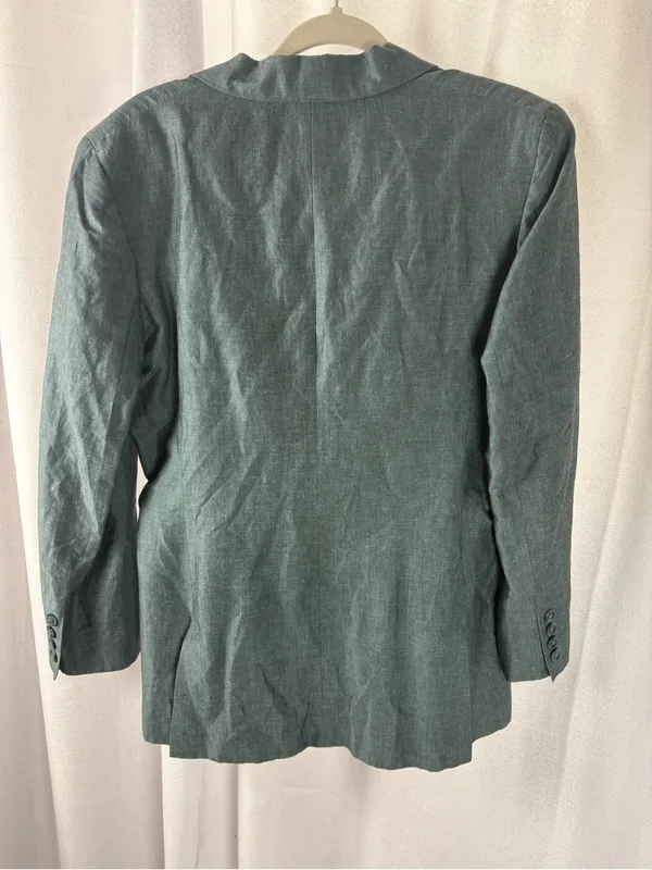 Ann Taylor Vintage Blue Classic Blazer and Skirt Suit Linen Cotton Blend 8/10 - Image 3