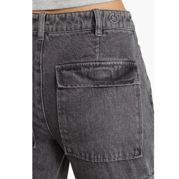 NWOT PTCL High Waist Wide Leg Cargo Jeans in Black Wash SZ-23 - Image 4