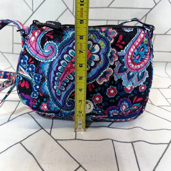 Vera Bradley Crossbody Bag Small Midnight Blues Paisley Quilted Cotton Turnlock - Image 10