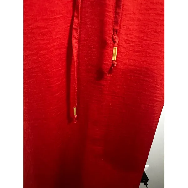 Banana Republic‎ Rust Red Drawstring Waist Spaghetti Strap Midi Dress Womens 0 - Image 3