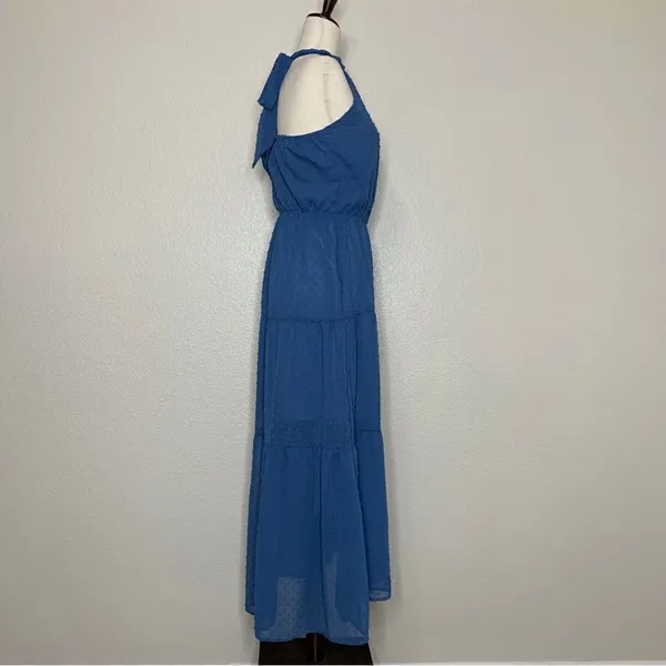 NWT Pretty Garden Blue Halter Tiered Maxi Dress, Sz Small - Image 6