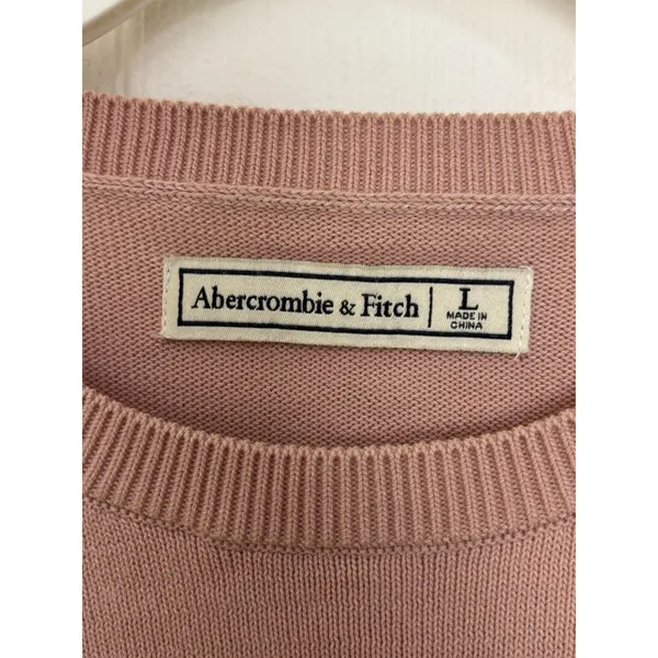 Abercrombie & Fitch Pink Crewneck Open Knit Beach Sweater L Minimal Comfy - Image 3