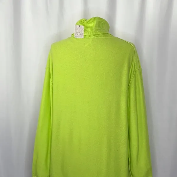 NWT!! FREE PEOPLE Treasure Turtleneck Cashmere Sweater Lime Punch Knit Large - Image 10
