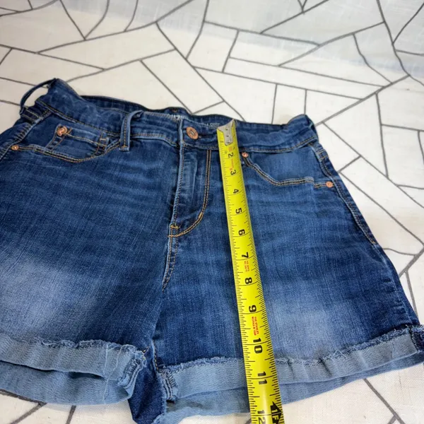 Denizen Levi's High Rise Shorts 4 Blue‎ Cuffed Raw Hem Stretch Denim Jean Shorts - Image 3