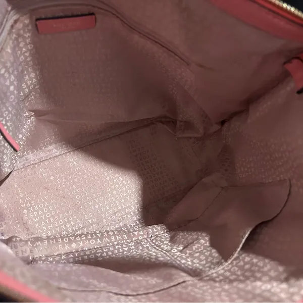 Pink Kate Spade Tote Bag with Pink Lining zip closure - Image 8