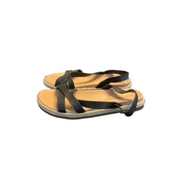Lucky Brand Womens Darli Black Leather Open Toe Slingback Sandals Size‎ 7.5 - Image 2