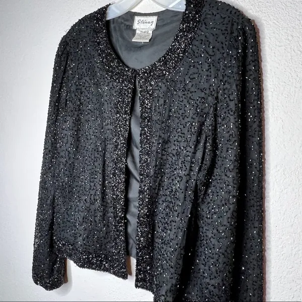 Vintage Stenay Black‎ Beaded Jacket Black - Image 7
