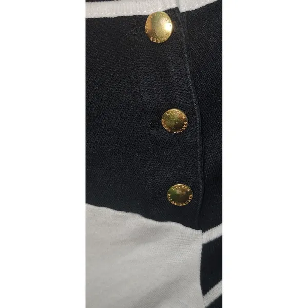 Lauren Ralph Lauren Striped 3/4 Sleeve Top‎ Boat Neck Gold Buttons S - Image 6