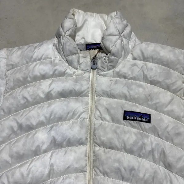 Patagonia Down Sweater Jacket Women's SZ Small L Quilted Puffer Full Zip Stained - Image 4