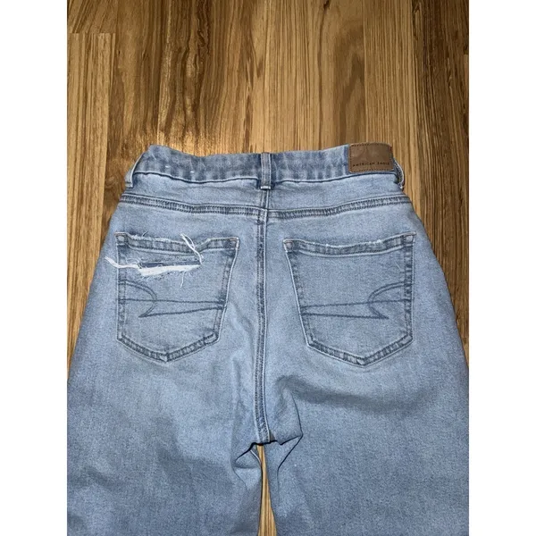 American Eagle Curvy Mom Jean Women's‎ Sz 00 Blue High Rise Distressed - Image 8