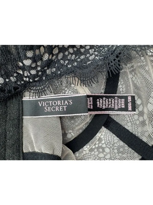 Victoria's Secret Very Sexy Unlined Plunge High Neck Bra Black Floral Lace 38DD - Image 6