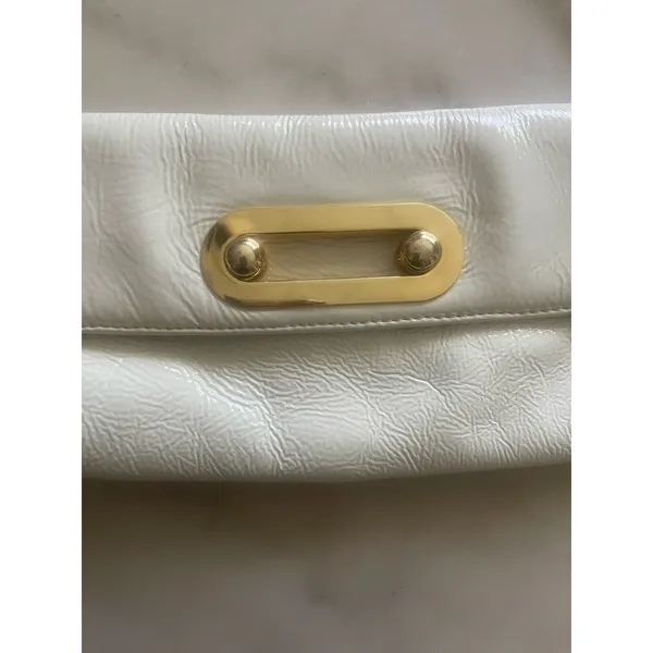 Hobo Vintage White Patent Leather Retro Style Handbag - Image 6