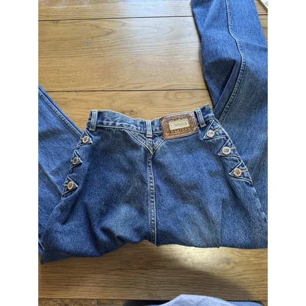 Vintage 90’s Lawman Western Slim Fit Straight‎ Leg Dark Blue Denim Jeans Size 1 - Image 13