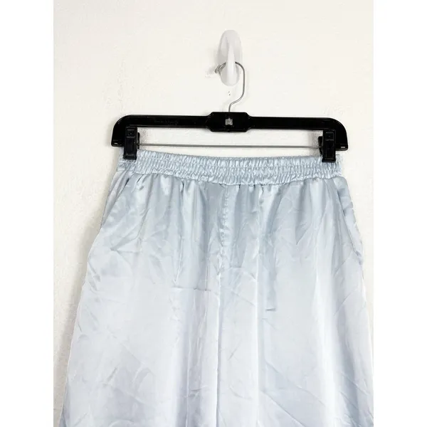 Urban Renewal Remnants Satin Puddle Pants Medium Baby Blue Stretch Wide Leg - Image 5