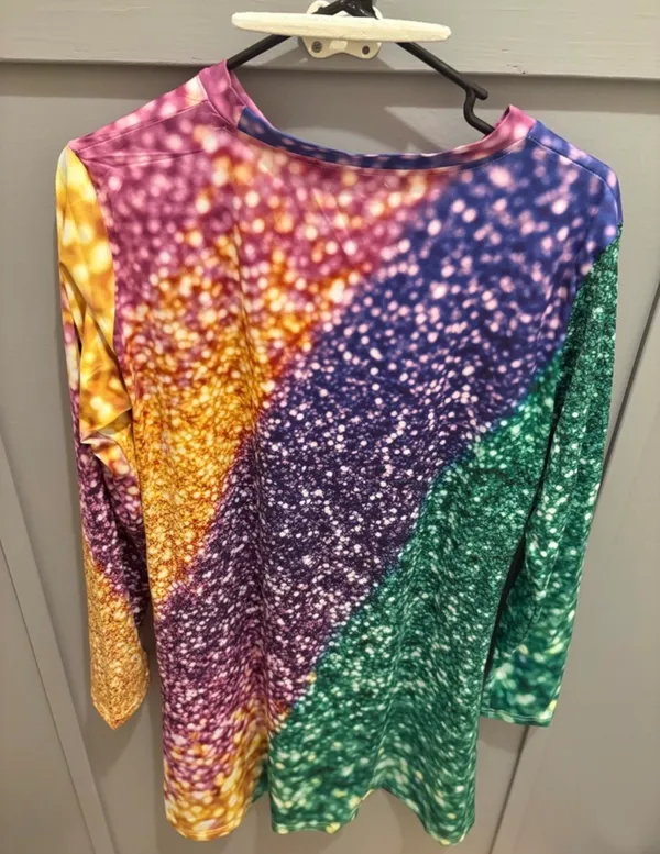 SHEIN Multicolor Glitter-Effect Long Sleeve Dress - Image 3