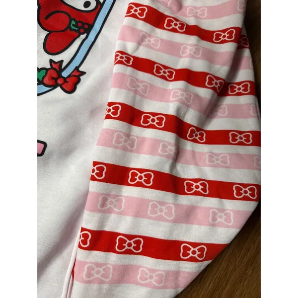 Sanrio Hello Kitty and Friends Christmas Sweatshirt White Red‎ Stripe Womens L - Image 3