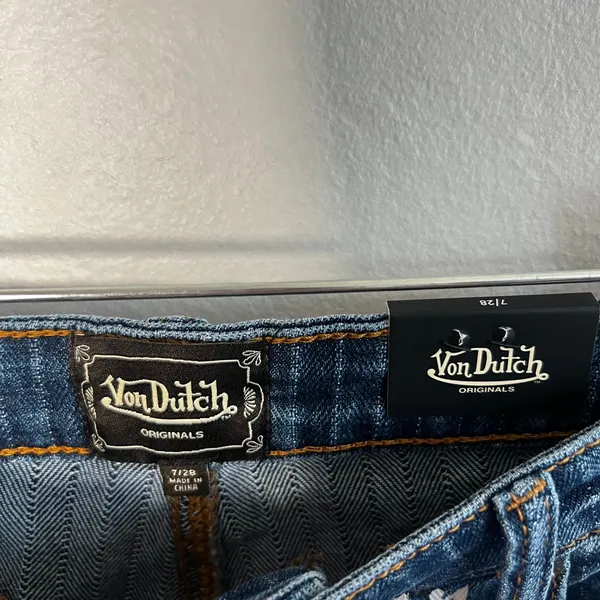 Von Dutch Jeans Size 28 Wide Leg Logo Y2K Streetwear Baggy - Image 3