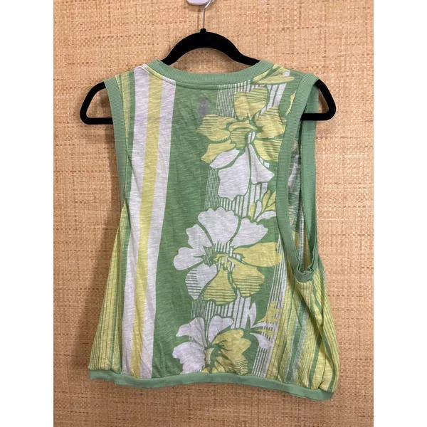 FP Movement Free People Floral Stripe Muscle Tank Top Womens Large Green Yellow - Image 3