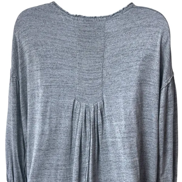 We The Free Just A Henley Top Linen Blend Gray Coastal Bohemian Flowy Comfort S - Image 6