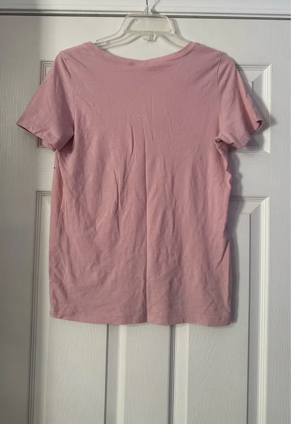 PINK Victoria's Secret Light Pink V-Neck Tee with Silver Studs is a size Medium. - Image 3