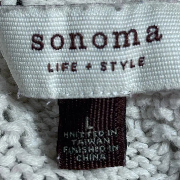 Sonoma Women's Open Front Sleeveless‎ Knitted Cream Sweater Vest Size L - Image 3