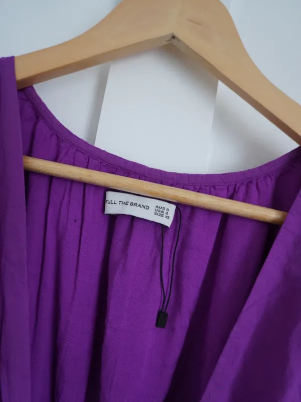 Faithfull the Brand Roma Deep V-Neck Mini Dress Purple - Image 3