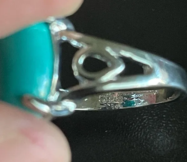 Turquoise stone S925 silver statement ring size 8 - Image 8