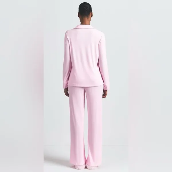 SKIMS NWT Sleep Long Sleeve Soft Pajama Set Pink Bloom Size XXS - Image 2