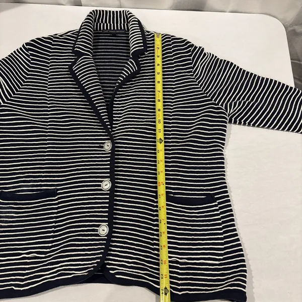 Brooks Brothers Supima Cotton Nautical Cardigan‎ Sweater XL Navy/White Striped - Image 11