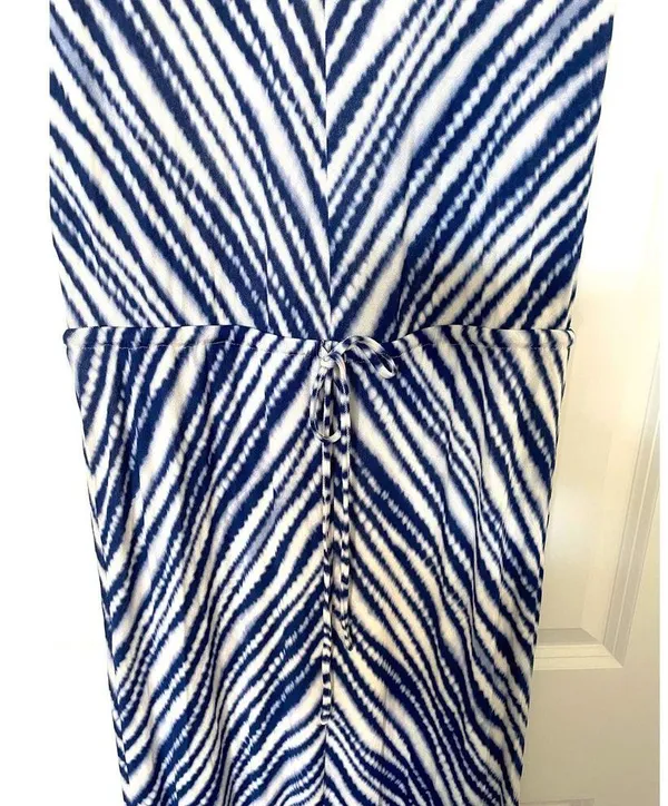 Chico's Striped Slit Maxi Dress Blue White Size 1 US 8 Medium - Image 5