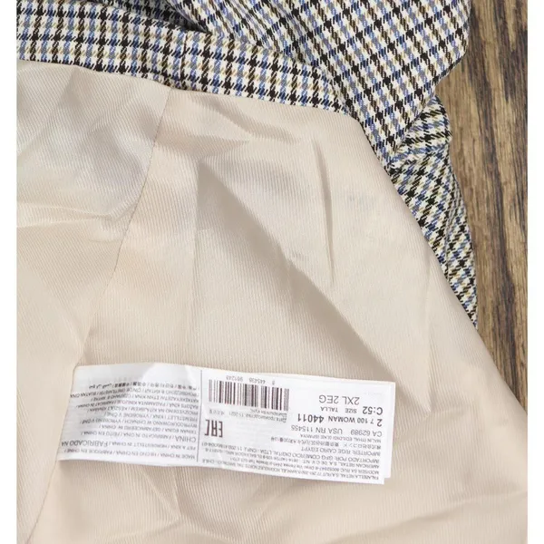 NWT Mango Double-Breasted Check Blazer Coat Jacket Charlotte Brown Multi 2XL - Image 9