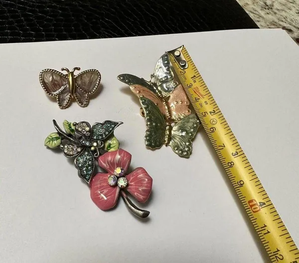 Lot Of 3 Pretty Butterfly Insect Brooch Pins - Image 9